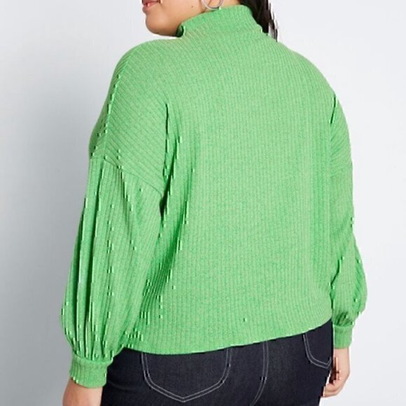 NEW NWT MODCLOTH Plus Size Casual Truth Mock Neck Top Solid Green Long Sleeve 4X - Picture 3 of 12